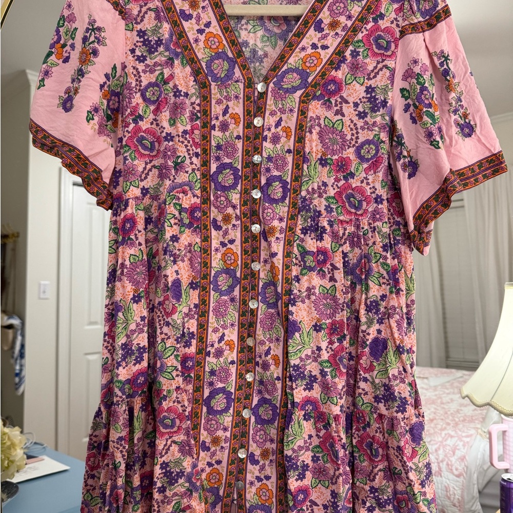 Floral Pink and Purple Mini Dress